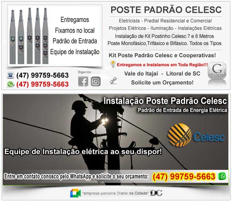 poste padrão celesc balneário camboriú praia brava ilhota gaspar itapema porto belo meia praia bombinhas 2 caixas medidas instalação instalador 10